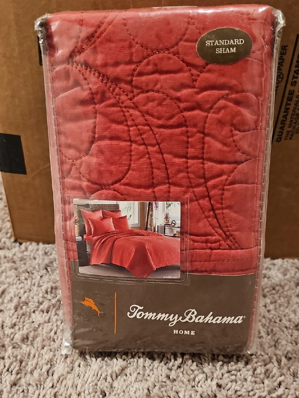 Tommy Bahama Sham Red Fits A Pillow 20 In X 26 In  100 Percent Cotton Nassau